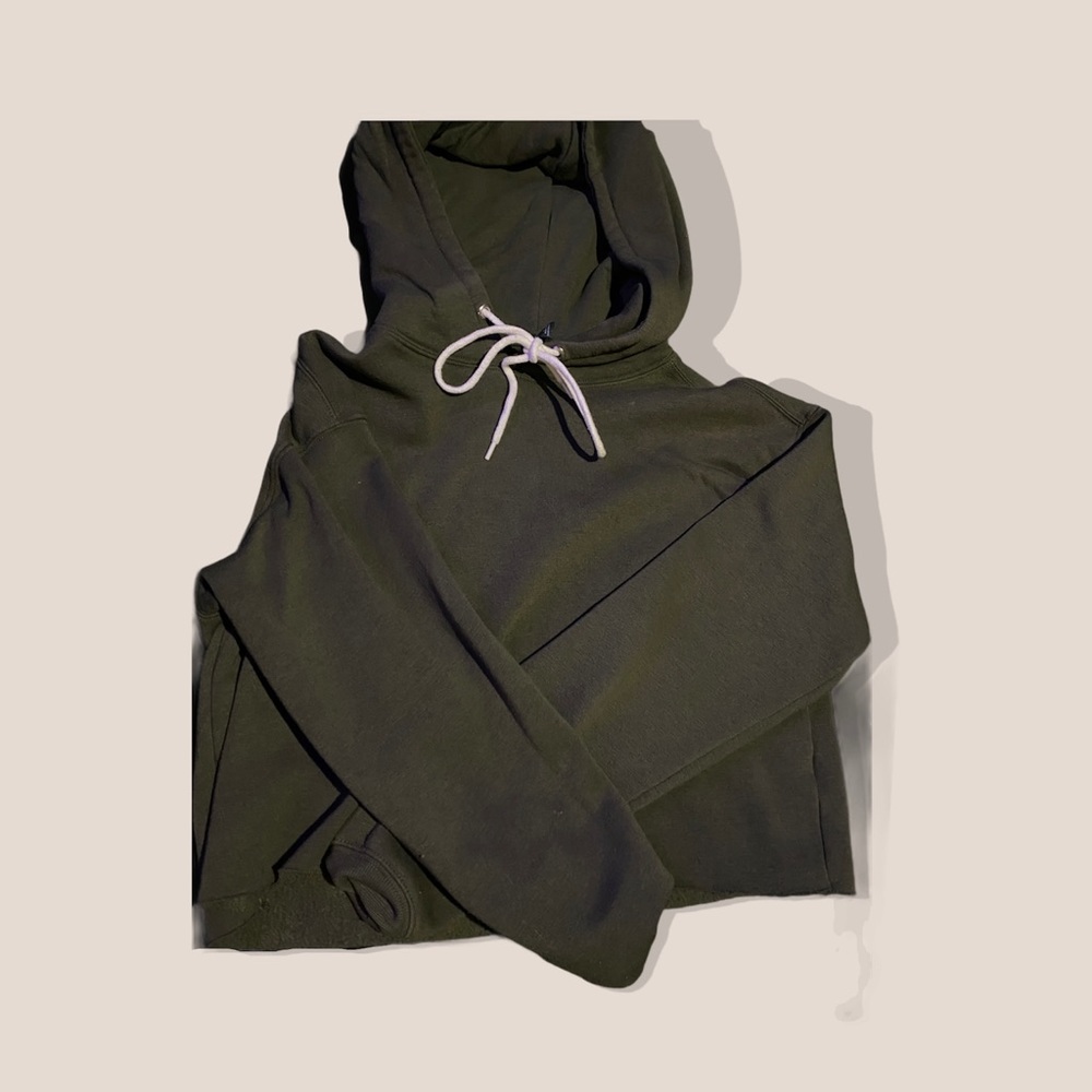 GREEN CROPPED  HOODIE